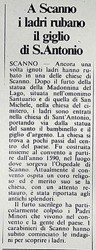 A Scanno i ladri rubano il giglio di S. Antonio<br />
(06/09/1986)