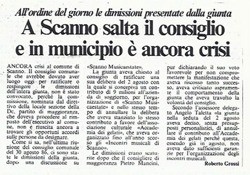 All'ordine del giorno le dimissioni presentate della giunta<br />
A Scanno salta il consiglio e in municipio è ancora crisi<br />
(10/09/1986)
