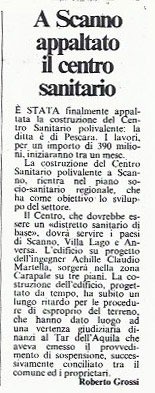 A Scanno appaltato il centro sanitario<br />
(11/09/1986)