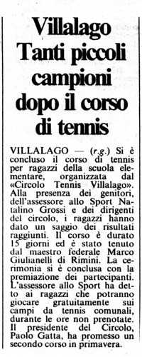 Villalago<br>
Tanti piccoli campioni dopo il corso di tennis<br>
(18/09/1986)