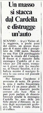 Un masso si stacca dal Cardella e distrugge un auto<br>
(02/10/1986)