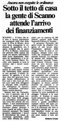 Ancora non eseguite le ordinanze<br>
Sotto il tetto di casa la gente di Scanno attende l'arrivo dei finanziamenti<br>
(17/10/1986)