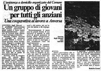 L'assistenza a domicilio organizzata dal Comune<br>
Un gruppo di giovani per tutti gli anziani<br>
Una cooperativa al lavoro a Anversa<br>
(19/10/1986)