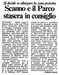 Si decide se allargare la zona protetta<br>
Scanno e il Parco stasera in consiglio<br>
(31/10/1986)