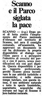 Scanno e il Parco<br>
siglata la pace<br>
(01/11/1986)