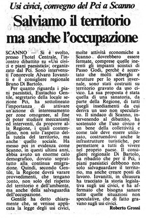 Usi civici, convegno del Pci a Scanno<br>
Salviamo il territorio ma anche l’occupazione<br>
(02/12/1986)