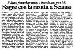 Il Santo festeggiato anche a Introdacqua tra i falò<br />
Sagne con la ricotta a Scanno<br />
(17/01/1987)