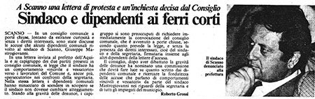 A Scanno una lettera di protesta e un'inchiesta decisa dal Consiglio<br>
Sindaco e dipendenti ai ferri corti<br>
(21/01/1987)