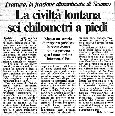 Frattura, la frazione dimenticata di Scanno<br>
La civiltà lontana sei chilometri a piedi<br>
(08/02/1987)