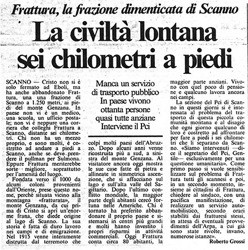Frattura, la frazione dimenticata di Scanno<br />
La civiltà lontana sei chilometri a piedi<br />
(08/02/1987)