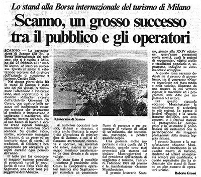 Lo stand alla Borsa internazionale del turismo di Milano<br />
Scanno un grosso successo tra il pubblico e gli operatori<br />
(08/03/1987)