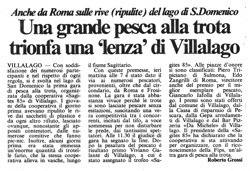 Anche da Roma sulle rive (ripulite) del lago di S. Domenico<br />
Una grande pesca alla trota<br />
trionfa una 'lenza' di Villalago<br />
(26/04/1987)