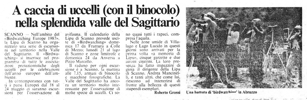 A caccia di uccelli (con il binocolo) nella splendida valle del Sagittario<br />
(16/05/1987)